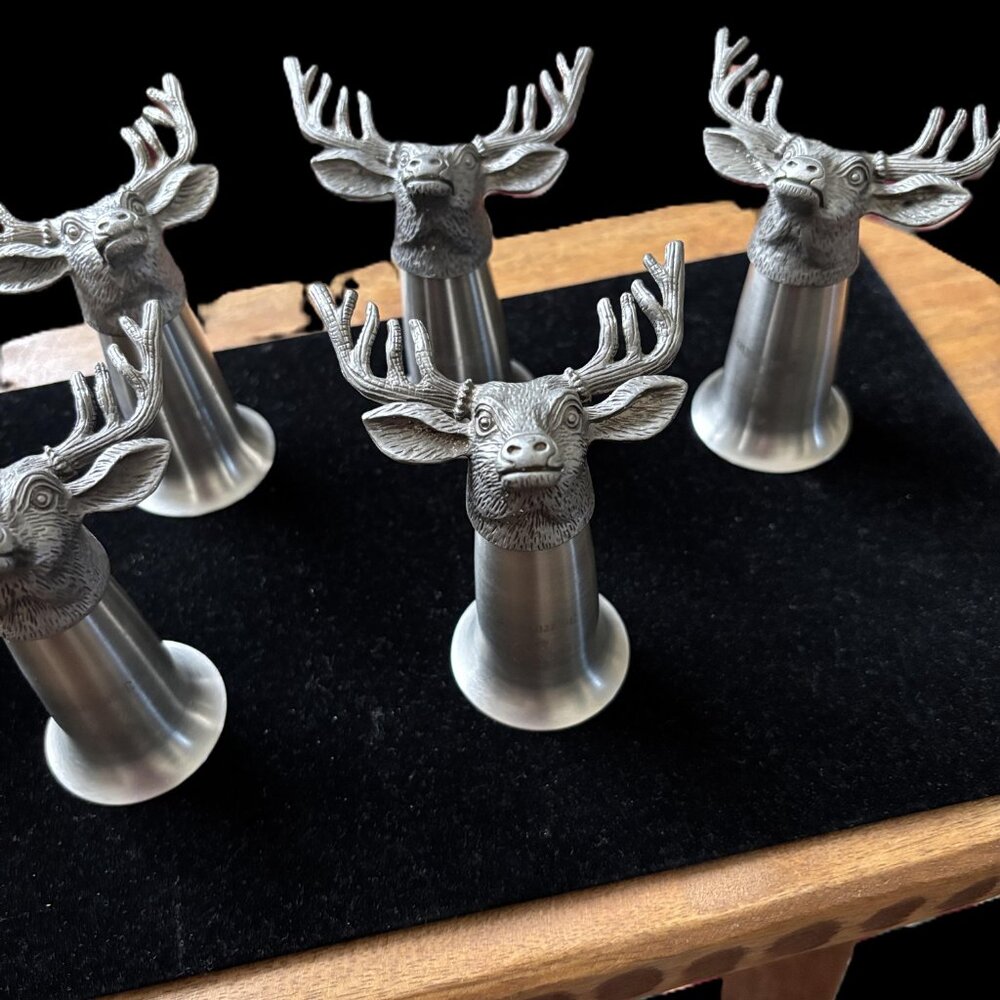 Jagermeister Collecible Pewter Stag Deer Shot Glasses - Set of 6
